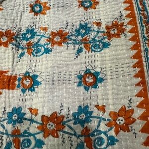 All’asta Colorful Patterned KANTHA Quilt Vintage Crazy Quilt dorm bedspread